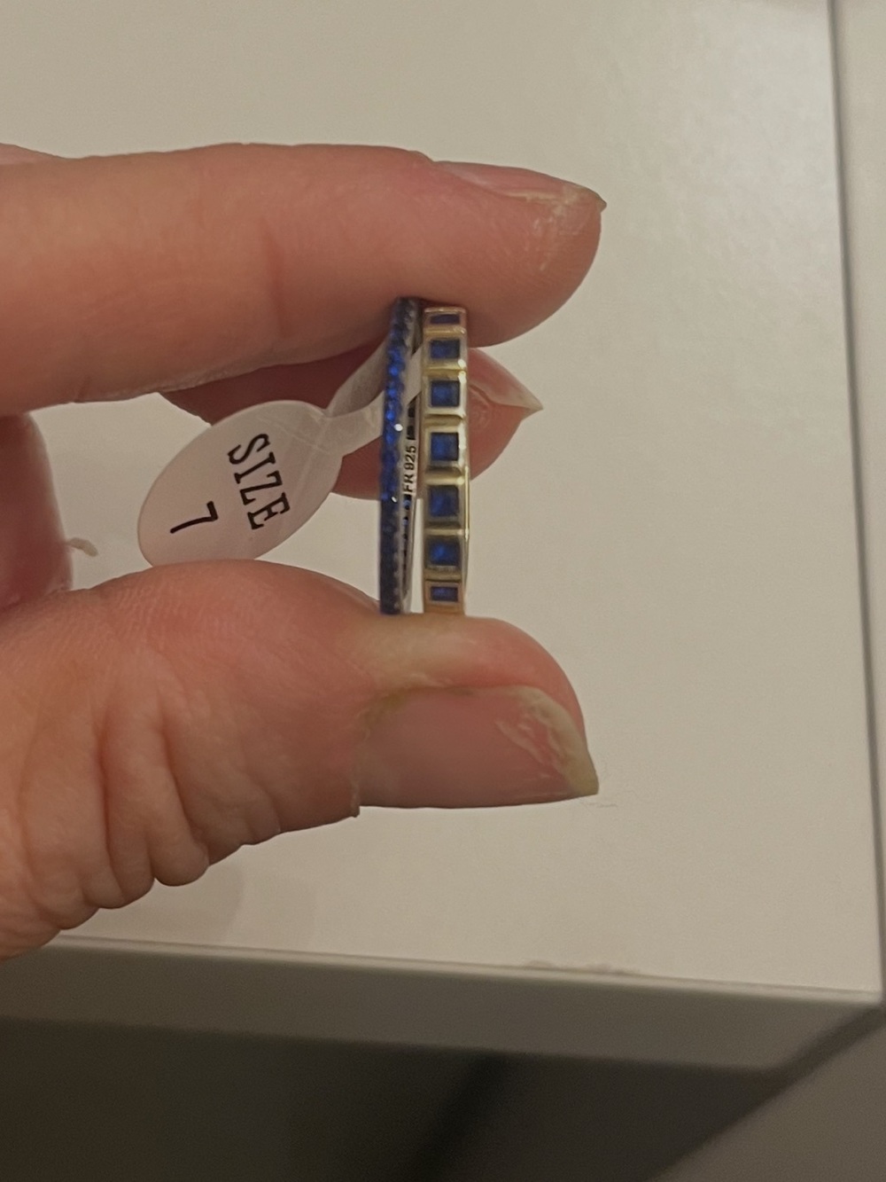 Freida Rothman Gold and Blue size 7 Stacked Women's Ring Set